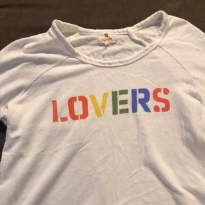 Anthropologie Rainbow on White Pride “Lovers” Sweatshirt/Long Sleeve Tee